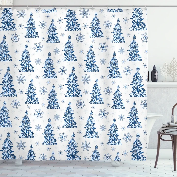 Abstract Blue Trees Snow Shower Curtain Shower Curtain