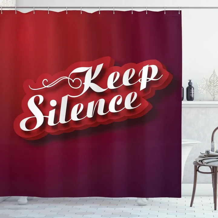 Keep Silence Modern Text Shower Curtain Shower Curtain