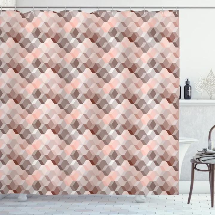 Pastel Cube Pattern Shower Curtain Shower Curtain