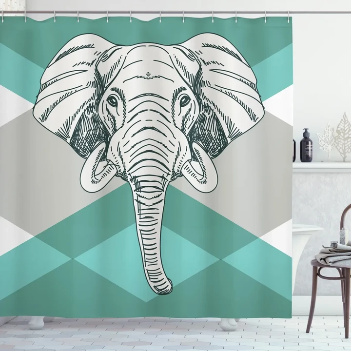 Minimalist Boho Elephant Shower Curtain Shower Curtain