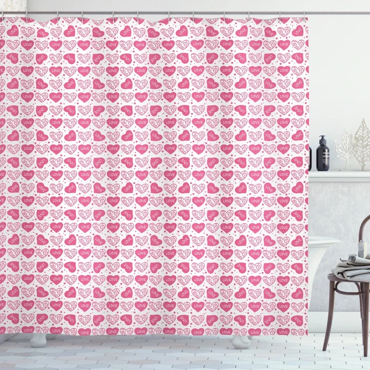 Floral Love Heart Shower Curtain Shower Curtain
