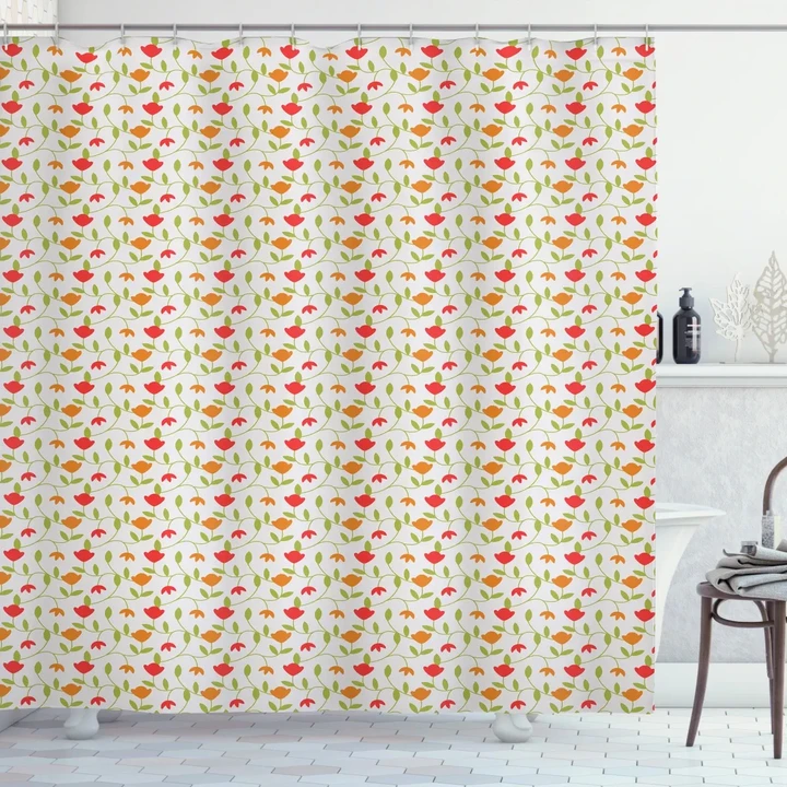 Simplistic Ivy Stems Buds Shower Curtain Shower Curtain