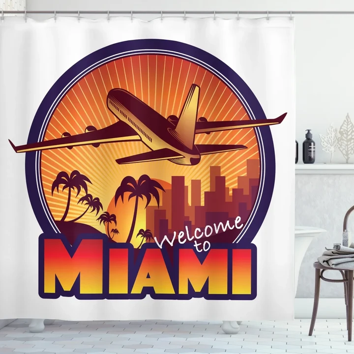 Welcome Miami Graphic Shower Curtain Shower Curtain