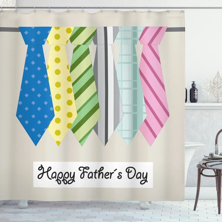 Colorful Dad Ties Theme Shower Curtain Shower Curtain