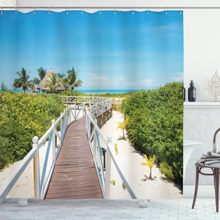 Wooden Walkway Exotic Shower Curtain Shower Curtain