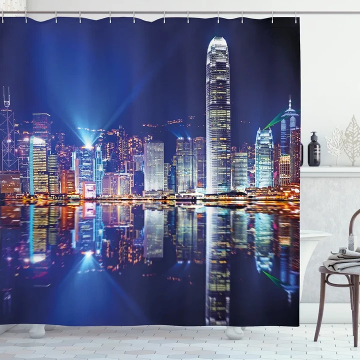 Hong Kong Island Modern Shower Curtain Shower Curtain