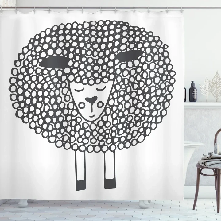 Doodle Sheep Shower Curtain Shower Curtain