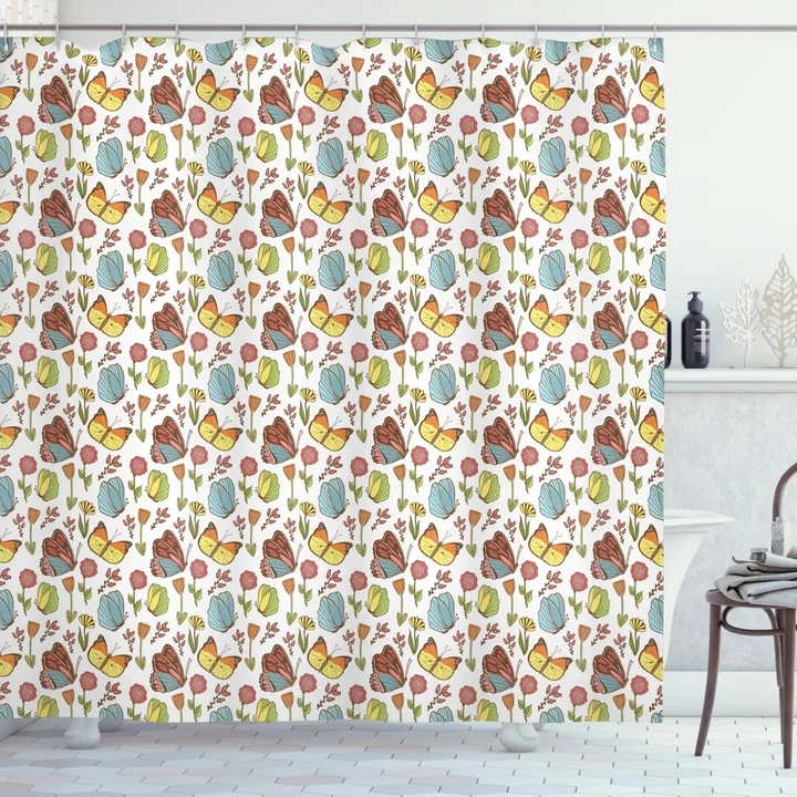 Rose Hip Plant And Peony Shower Curtain Shower Curtain