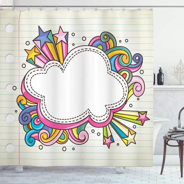 Colorful Cloud Burst Shower Curtain Shower Curtain