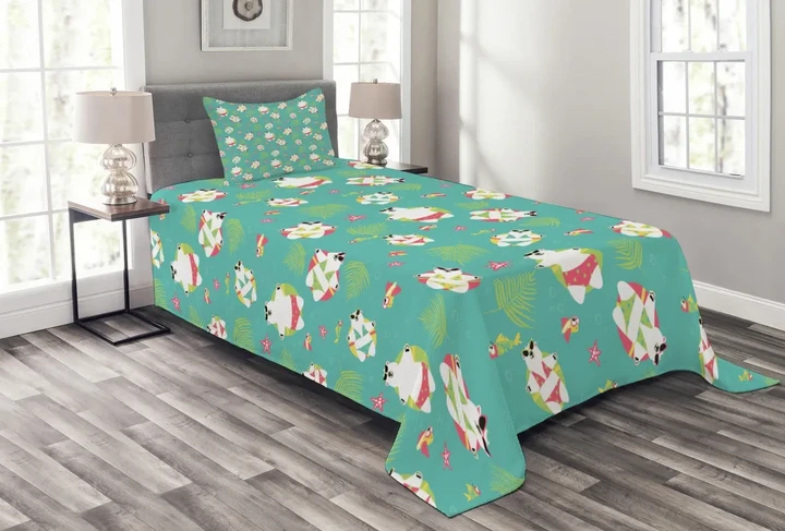 Sunbathing Polar Bears Pattern Printed Bedspread Set Home Decor