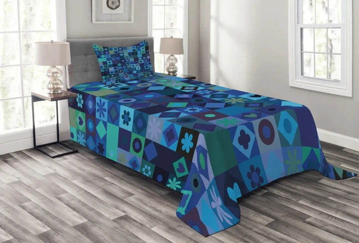 Play Cards Theme Design Pattern Printed Bedspread Set Home Decor
