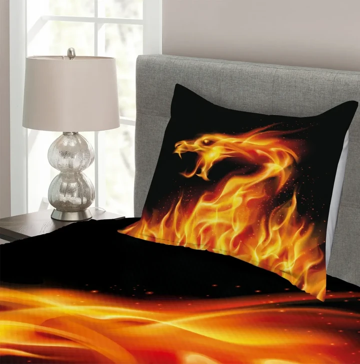 Abstract Fiery Creature Pattern Printed Bedspread Set Home Decor