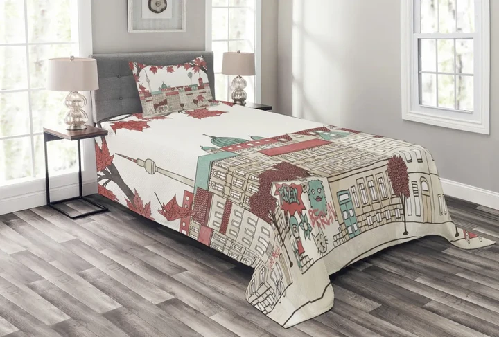 Autumn Season In Berlin Pattern Printed Bedspread Set Home Decor
