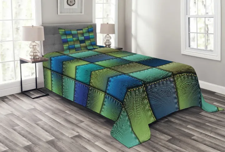 Modern Geometric Bohem Pattern Printed Bedspread Set Home Decor