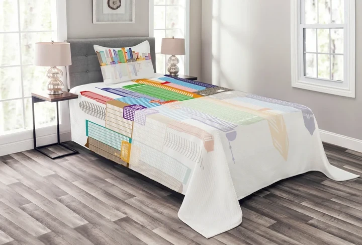 Panoramic Famous Landmark Pattern Printed Bedspread Set Home Decor
