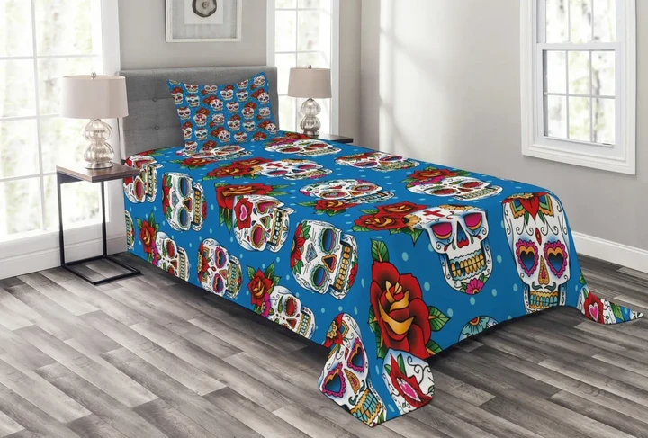 Mexican Retro Dots Pattern Printed Bedspread Set Home Decor