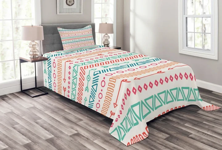Aztec Tribe Maya Arrow Printed Bedspread Set Home Decor