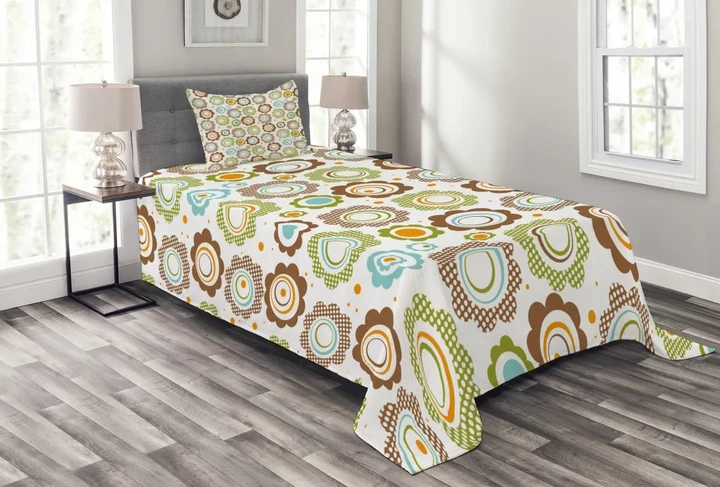 Traditional Retro Petals Pattern Printed Bedspread Set Home Decor