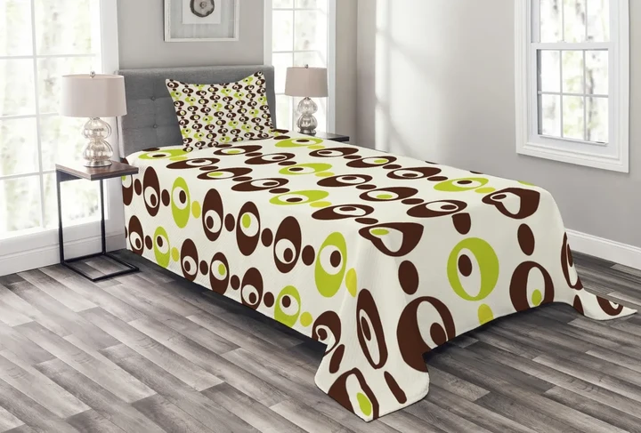 Ornate Trippy Sixties Pattern Printed Bedspread Set Home Decor