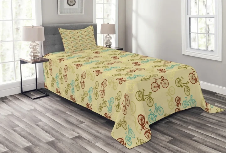 Contrast Vintage Colors Pattern Printed Bedspread Set Home Decor