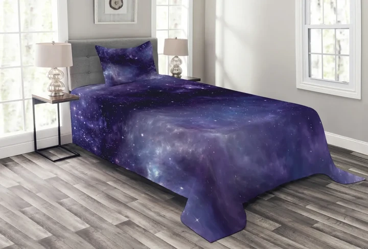 Sky Space Stars Gloomy Pattern Printed Bedspread Set Home Decor