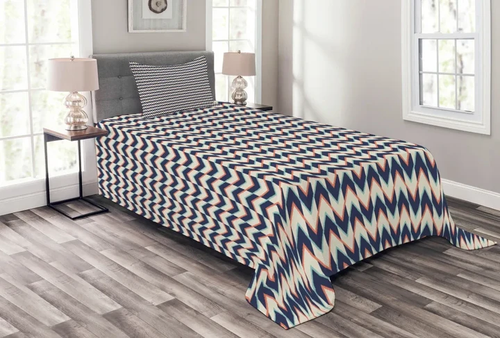 Zigzag Chevron Pattern Printed Bedspread Set Home Decor