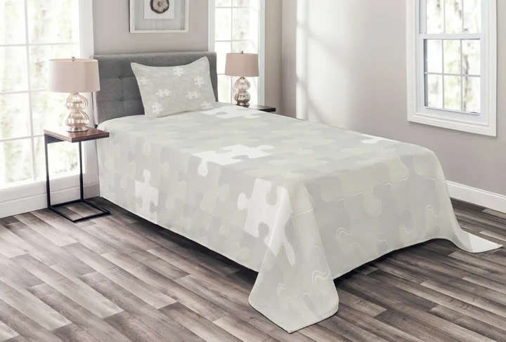 Puzzle Game Hobby Theme Pattern Printed Bedspread Set Home Decor