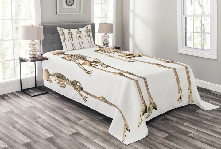 Medical Skeleton Tall Pattern Printed Bedspread Set Home Decor