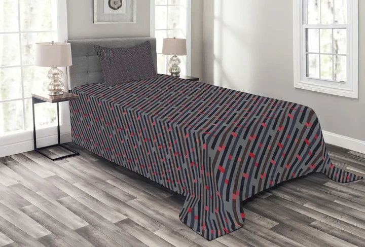 Stripy And Hipster Spotted Pattern Printed Bedspread Set Home Decor