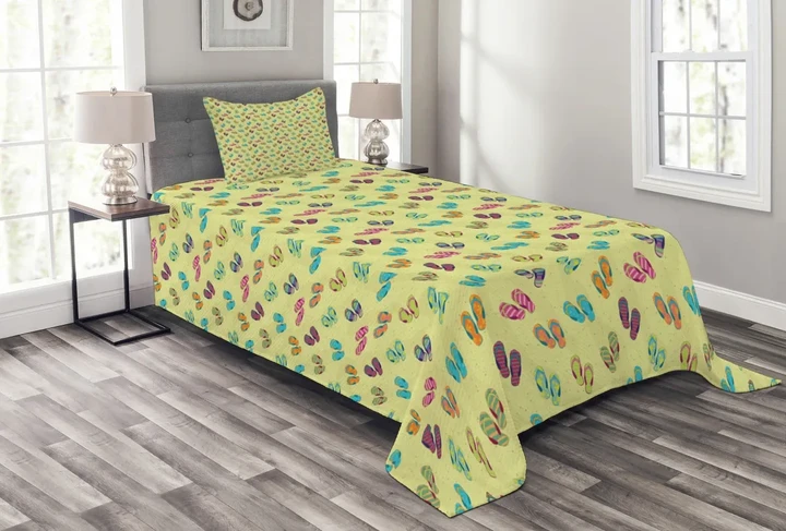 Colorful Slippers Printed Bedspread Set Home Decor