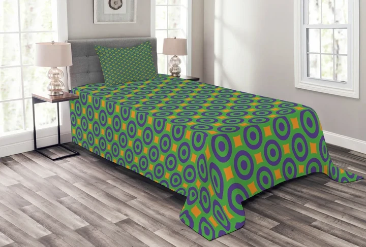 Target Circles And Shapes Pattern Printed Bedspread Set Home Decor