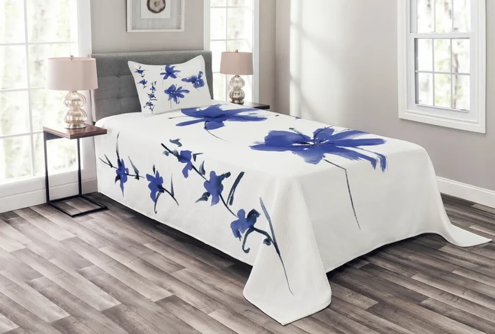 Oriental Art Printed Bedspread Set Home Decor