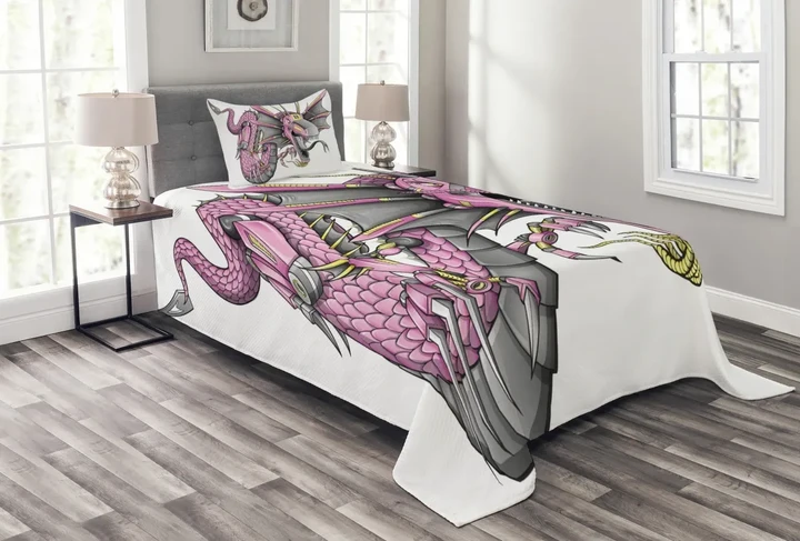 Digital Robotic Cyborg Pattern Printed Bedspread Set Home Decor