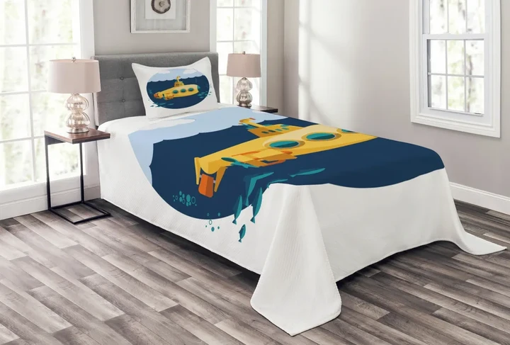 Sea Fish Cloud Printed Bedspread Set Home Decor