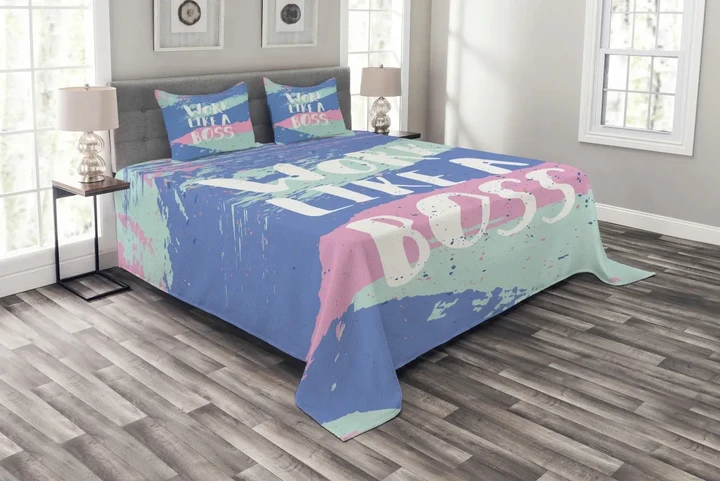Work Like A Boss Pastel Printed Bedspread Set Home Decor