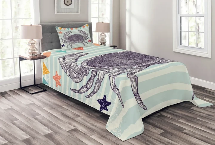 Striped Stars Flags Pattern Printed Bedspread Set Home Decor