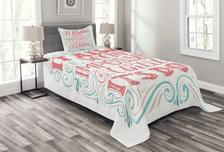 Hand Drawn Swirls Curls Pattern Printed Bedspread Set Home Decor