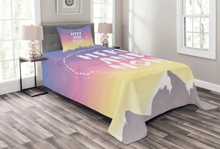 Mountains And Dreamy Sky Printed Bedspread Set Home Decor