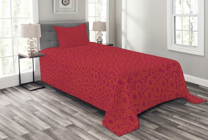 Modern Types Of Circles Pattern Printed Bedspread Set Home Decor