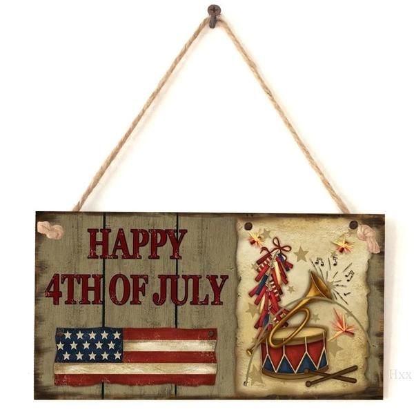 Happy 4th Of July US Independence Day Door Sign Home Decor
