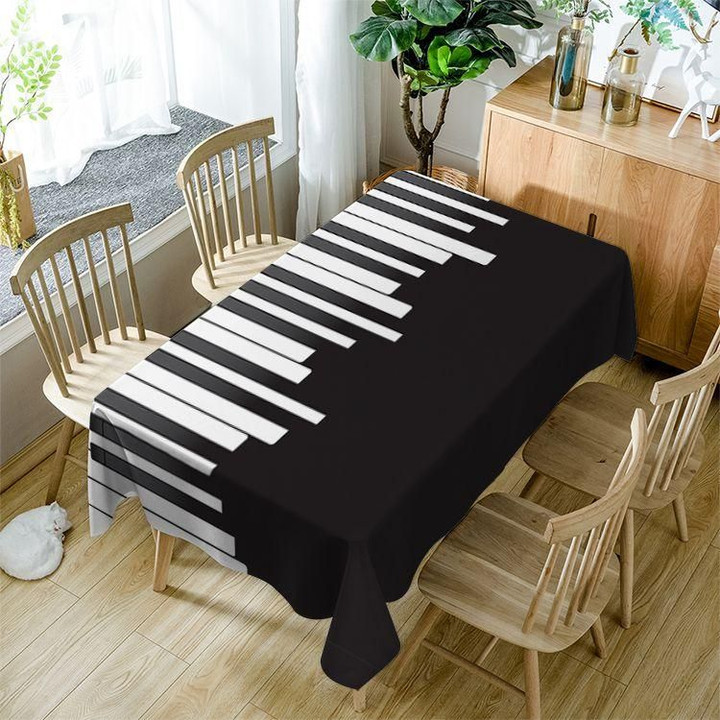Music Piano Black White Keys Rectangle Tablecloth Home Decoration