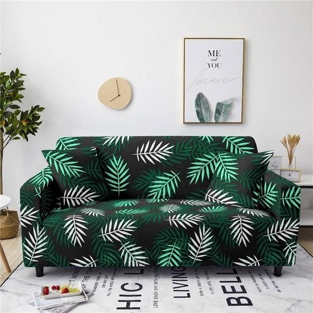 Tropical And White Leaves Pattern Home Decoration For Living Room Sofa Cover