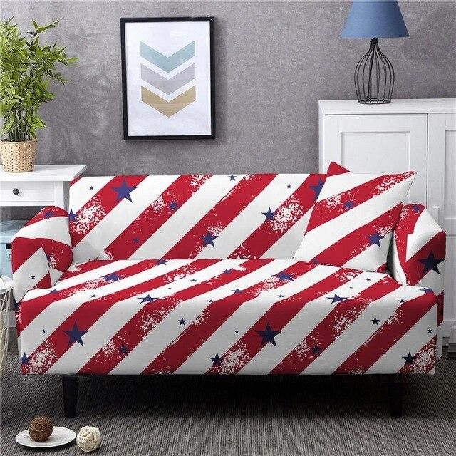 Red Stripes And Stars Pattern Red Background Home Decoration For Living Room Sofa Cover