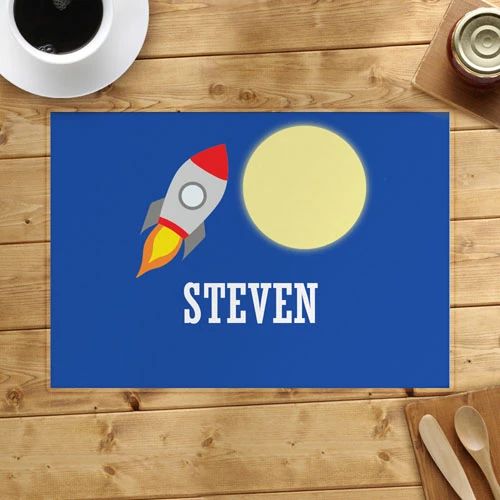 Rocket Full Moon Custom Name Printed Placemat Table Mat