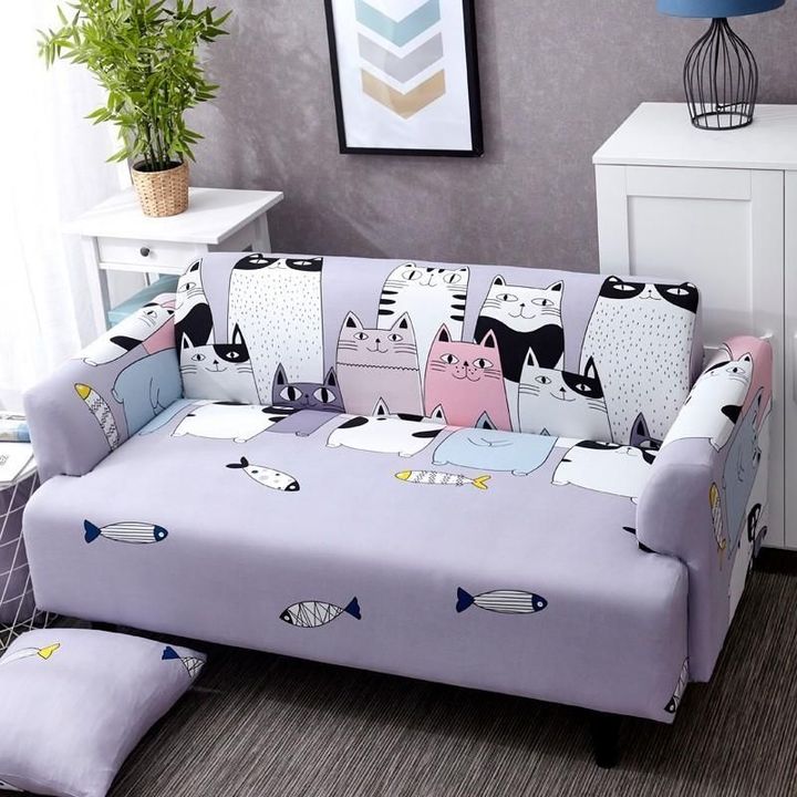 Cute Grey Cats Design Sofa Cover