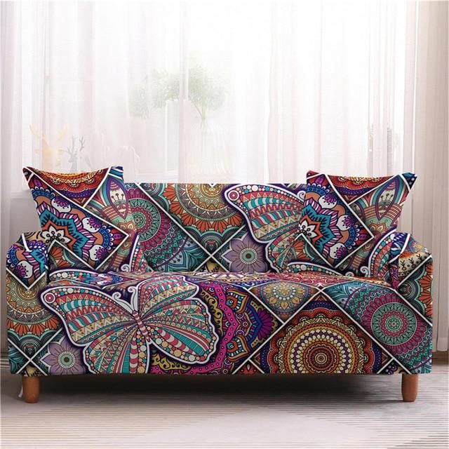 Bohemian Mandala Butterfly And Square Pattern Lovely Design Sofa Cover