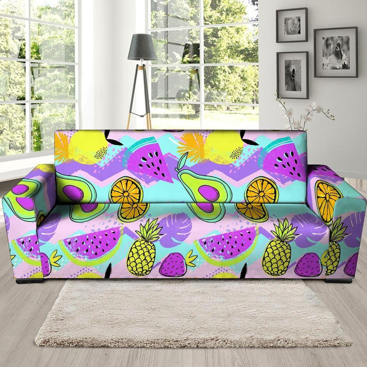 Mix Fruit Pineapple And Watermelon Hawaiian Print Sofa Cover