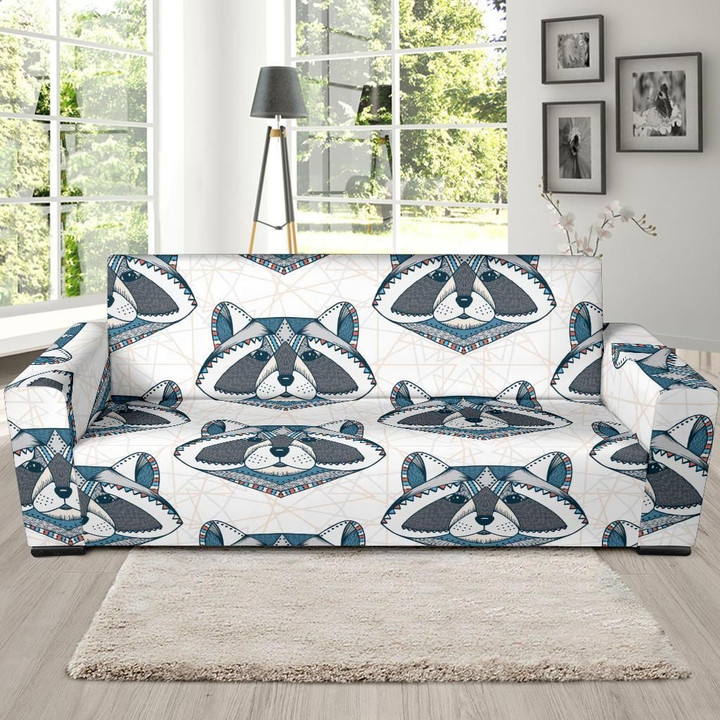 Grey Face Raccoon Theme Sofa Cover