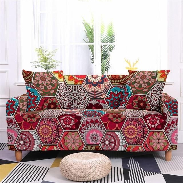 Bohemian Geometric Hexagon Floral Texture Sofa Cover