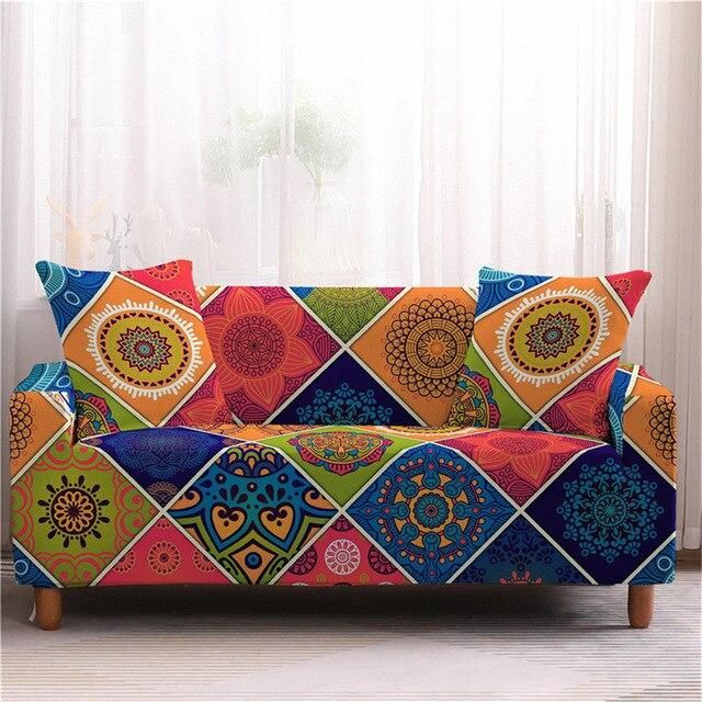 Bohemian Mandala Sunflower Pattern Colorful Design Sofa Cover